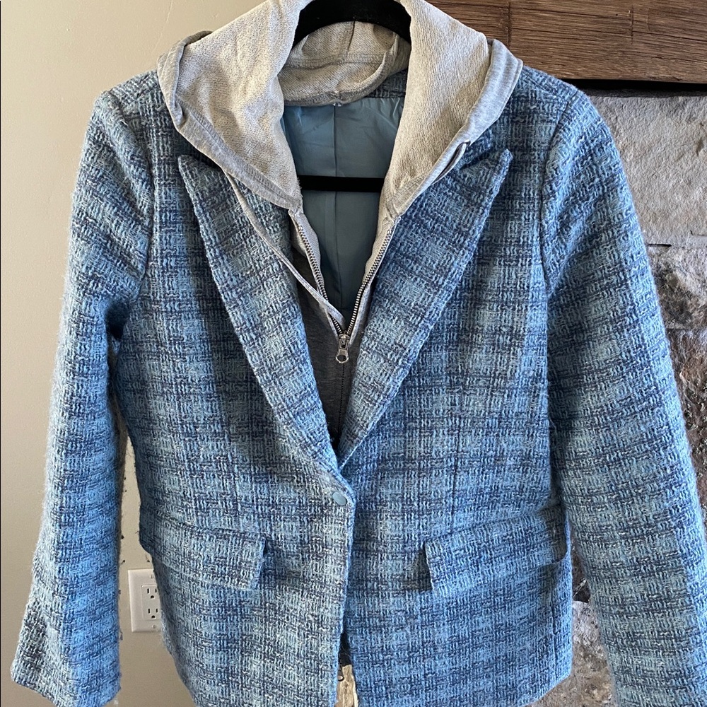 Elan S Blazer with zip out hoodie.stylish and unique!